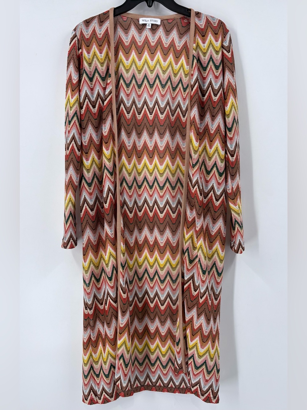 Willa Story Multi Color Chevron Carrie Long Cardigan